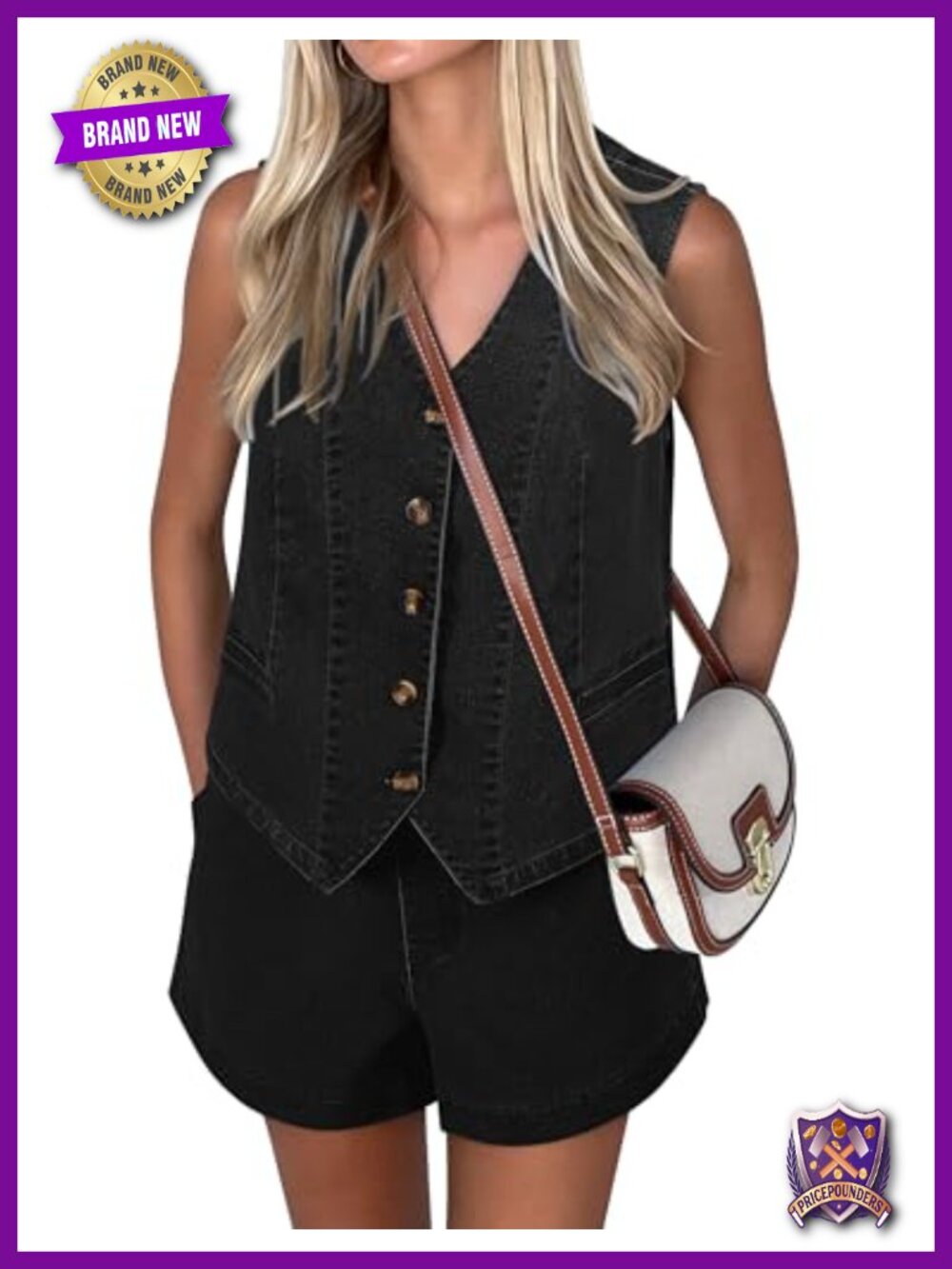 Denim 2 Piece Set Sleeveless Vest Shorts Western Outfit